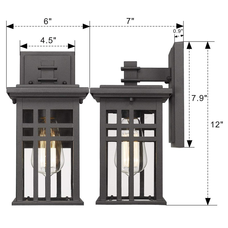 Zeyu 2 Pack Outdoor Wall Sconce, Exterior Wall Mount Light