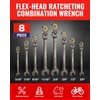 WORKPRO 8-piece Flex-Head Ratcheting Combination Wrench Set, SAE 5/16-3/4 in,