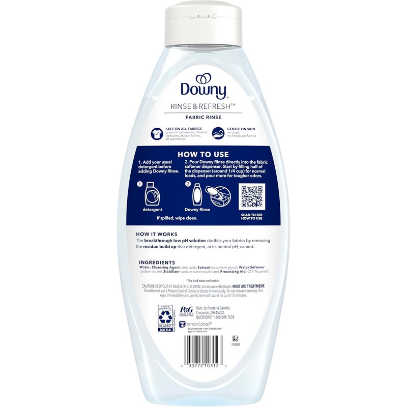 Downy Free & Gentle Rinse Laundry Odor Remover, Scent Free,