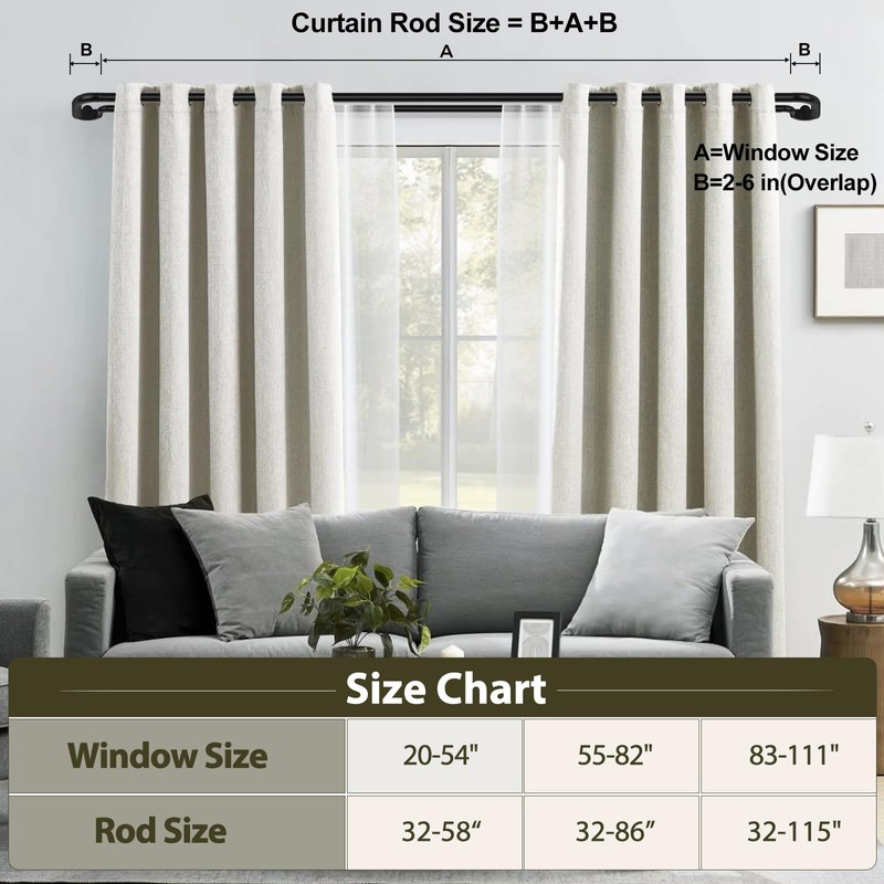 Double Curtain Rods 48 to 84 Inches, HOTOZON Blackout Double