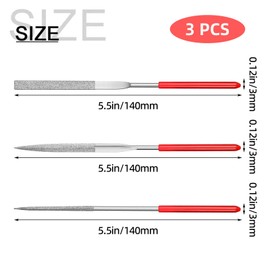 3 Pcs Mini Diamond File Set, Miniature and Model Files Diamond Needle File Set of Round File, 3 Kinds of Mini Needle Files Tools Mixed Style Set for Jewelers DIY Wood Carvings