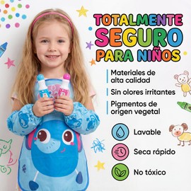 Dot Markers - 12 Colores Marcadores Lavables para Niños con Delantal Marcador, Sin Tóxicos y Fáciles de Agarrar, Ideal para Dibujar, Colorear y Aprendizaje Temprano (Clásico)
