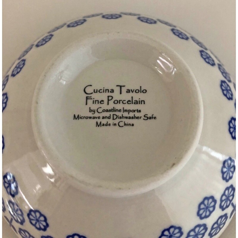 CUCINA TAVOLO Fine Porcelain Blue, White, Coral Rice or Dessert