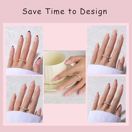 Dsixnails 150 Uñas Postizas En Tonos De Piel Para Mujer 5 Estilos Almendra Punta Francesa Suave Uñas Postizas Cortas De Gel Uñas Acrílicas Prefrancesa