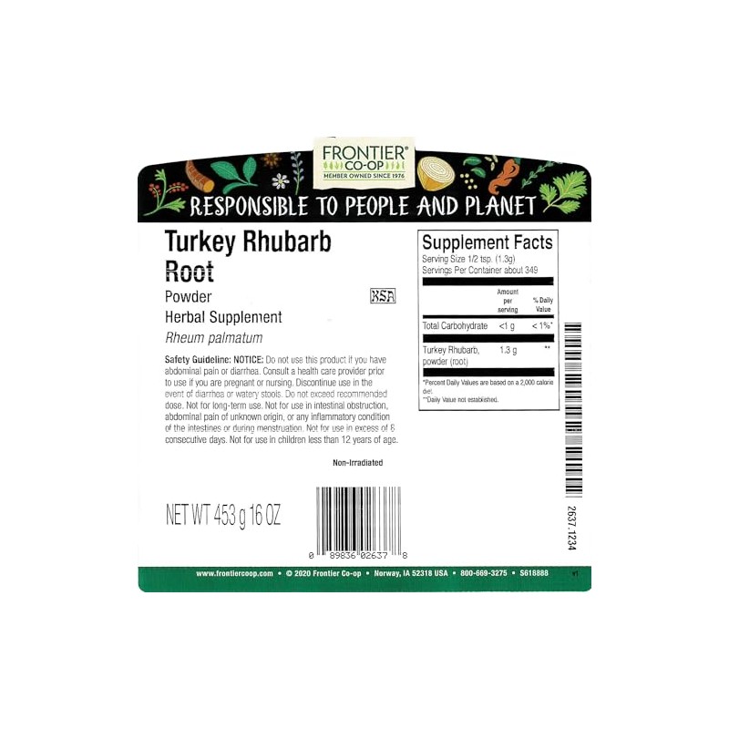Frontier Co-op Turkey Rhubarb Root Powder 1lb