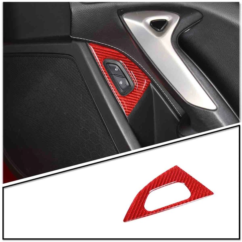 CSKT2022 Red Carbon Door Handle Lock Switch Button Cover Sticker