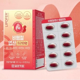 임산부 비헴철 리포퍼철분 여성 철분제 엽산제 산모 수유부 남성 Pregnant Women's Non-Hem Iron Supplement with Folic Acid for Mothers, Nursing Women, and Men
