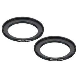 PATIKIL 40.5mm-49mm Metal Step Up Ring, 2 Pack Camera Lens Filter Adapter Ring Aluminum Filter Adapter Ring for Camera Lenses Hood, Black