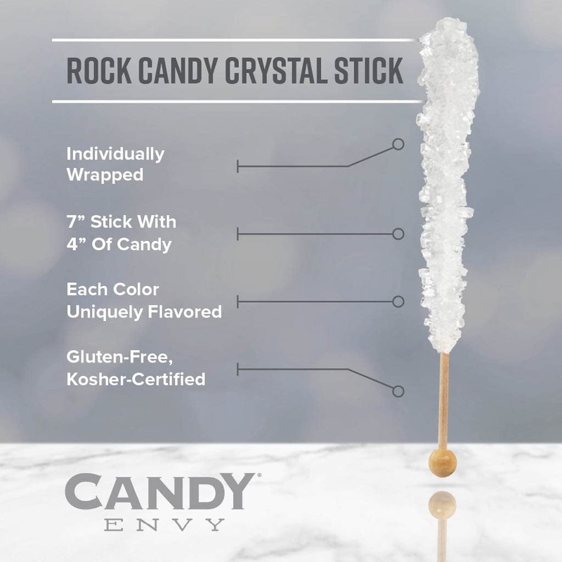 Black Rock Candy Sugar Sticks - Black Cherry Flavored -