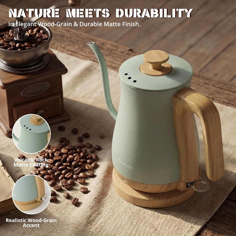 Keebar Gooseneck Electric Kettle, 0.8 L, 1000 W, Auto Shut-Off,