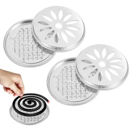 Mosquito Coil Holder, Pack of 2 Metal Sandalwood Holder, Mosquito Spiral Holder Box, Anti Mosquito Spiral Holder for Sandalwood Smoking Coil Burner