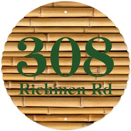 House Address Sign, House Number Plaque, 12x12 Thick Rust-Free, Fade Resistant Aluma Bond, 20 Font Style, Hole Options, USA Made by My Sign Center (Round - Bamboo)