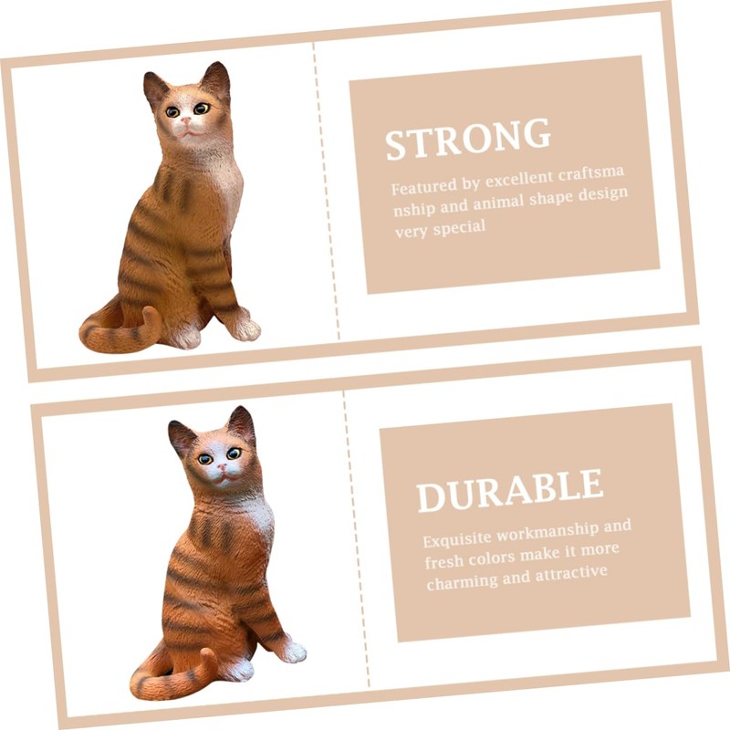 Kisangel Lifelike Kitten Statue Creative Cat Model Ornament for Cognitive