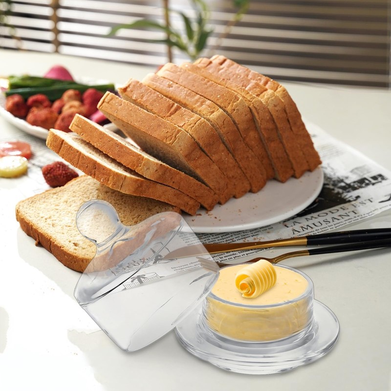 LOPYXBR 4 PCS Clear Glass Butter Dish with Lid Mini