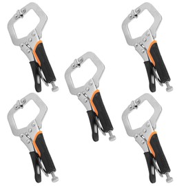 5 Pack 6 Inch C Clamp Locking Pliers,Locking C Clamp With Non-Slip Rubber Grip, Adjustable Nickel Plated C Pliers for Wood Working, Welding, Electrician Maintenance and More, by GENHAKON