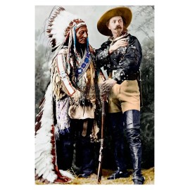 CHIEF SITTING BULL AND BUFFALO BILL WILD WEST COLORIZED 4X6 PHOTO