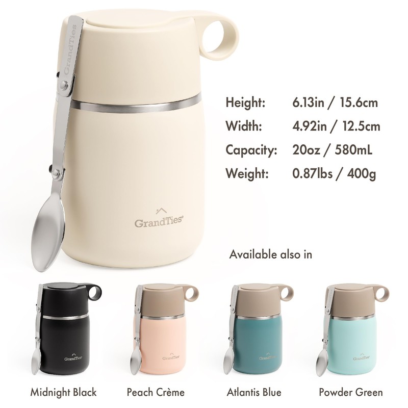 GRANDTIES Insulated Food Jar, 20 oz Wide Mouth Thermo BPA