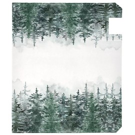 Winter Forest Tree Scenery Snow Magnetic Mailbox Cover Christmas White Green Xmas Mailbox Covers Standard Size Garden Yard Post Wraps Mail Box Cover Outdoor Decorations 25" L x 21" W