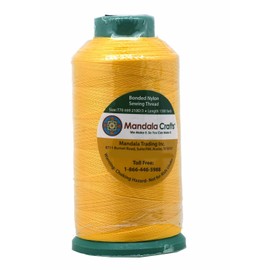 Mandala Crafts Bonded Nylon Thread Yellow Heavy Duty Sewing Threads - 1500 YDs Size 69 210D T70 Tex 70 Thread for Leather Jeans Weaving Outdoor Marine Upholstery Threads