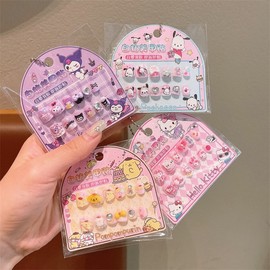 Kids' Stick-on Nail Art Set - Cute Cartoon Kulomi Gel Nail Tips & Parts (a19) One Size/728-Kueland 50ea