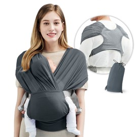 LAT Breathable Baby Carrier Newborn from Birth (0-2 Years) up to 15 kg, Baby Sling for Newborns Toddlers Baby Wrap Carrier Suitable for Spring Summer (Grey)
