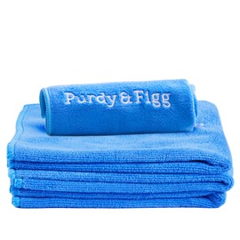 Microfiber Cloth l Purdy and Figg l Super Soft Streak-Free Multipurpose Polishing Premium Cleaning Cloth l Lint Free, Scratch-Free, Super Absorbent, Reusable Washable Cloth l Blue l Pack of 3