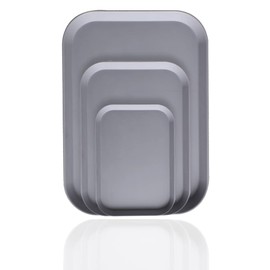 Pack of 3 Plastic Rectangular Serving Trays, Non-Slip Serving Trays, Kitchen Food Trays, for Kitchen, School, Lunch and Cafeteria Trays (Grey)