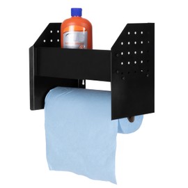 Iron Forge Tools Garage Paper Towel Holder Wall Mount with Shelf - Garage Organization & Storage Shed Organizer for Shop Towels, Trailer Accessories for Inside Workshop, Garage Décor for Men