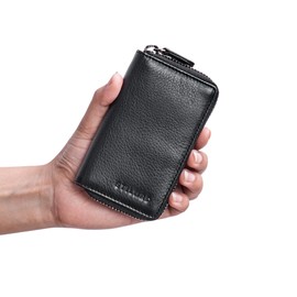 STILORD Fidelis Vintage Leather Key Case 3 in 1 Pocket Key Small Wallet and Card Holder RFID Blocking Genuine Leather, black, coin purse