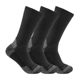 Carhartt Men's SC6203M Lightweight Cotton Blend Crew Sock 3-Pack - Large - Black