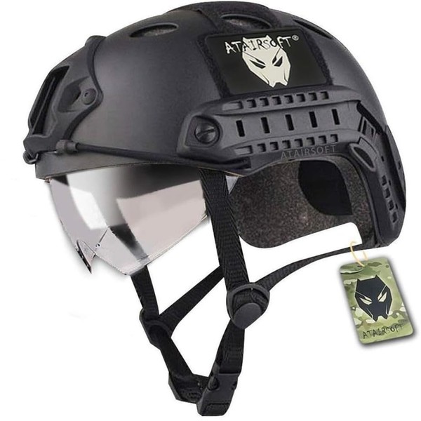 ATAIRSOFT PJ Type Tactical Multifunctional Fast Helmet with Visor Goggles