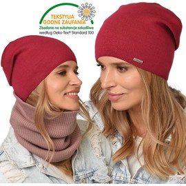 Alur EKO Women's Beanie Winter Hat Knitted Hat Warm Elastic Elegant Winter Hat Soft Yarn Stylish Universal Warm, fuchsia
