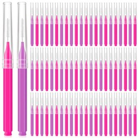Lallisa 100 Micro Cepillos para Cejas Cepillo para Cejas Laminadas Cepillos de Cejas con Tapa Cepillo de Pestañas Peine Multifuncional Herramienta de Extensiones de Pestañas y Cejas (Rosa, Morado)
