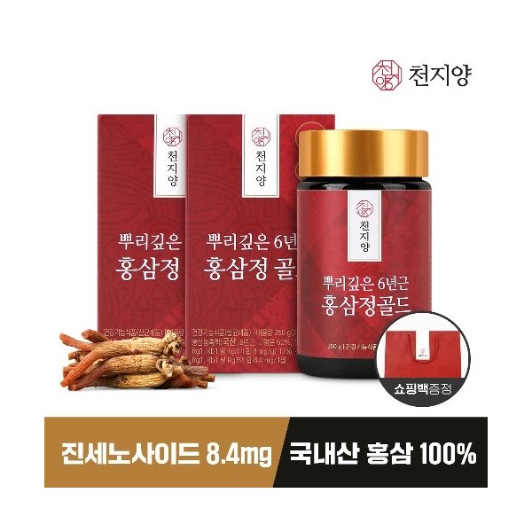 Cheonjiyang deep-rooted 6-year-old red ginseng extract gold 250g x 2 bottles, none / 천지양  뿌리깊은 6년근 홍삼정골드 250gx2병, 없음