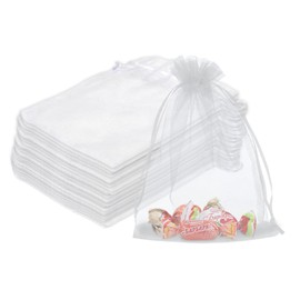 Organza Bags 4x6 Mesh Bag Party Favor Bags With Drawstring JewelryBags White Gift Bags White Gift Bags Eid Mubarak Gift Bags MeshBags With Drawstring Petit Sac Cadeau Organza JewelryBags(White, 100pcs)