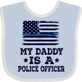 inktastic Daddy Is a Police Officer Policeman Law Enforcement Baby Bib Blue and White 2ddb1