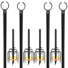 Utopia Home String Light Poles Circle, 9FT Light Poles for Outside String Lights with 2 in 1 Assembly with Clips and Fork for Garden, Backyard, Patio, Deck, Wedding, Party - 4 Pack - Black