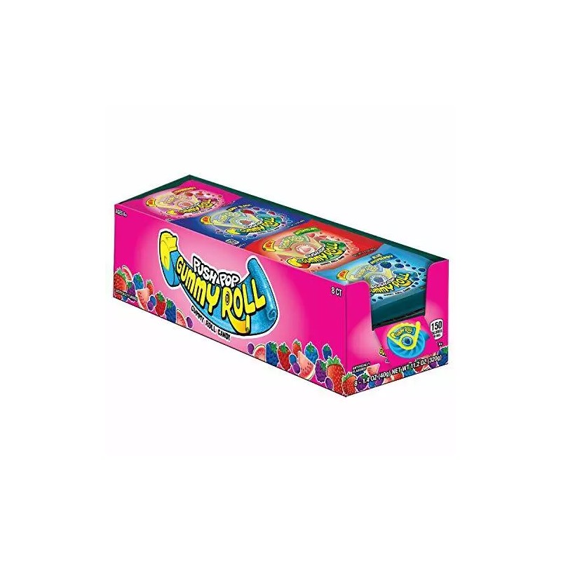 Push Pop Gummy Roll Assorted Flavors Gummy Candy, 8 Count