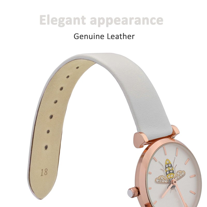 WOCCI 16mm Elegant Leather Watch Strap for Ladies with Silver