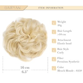 Gairyan Hair Scrunchies Hair Bun Hair Extensions Messy Bun Tousled Updo Curly Donut Hair Chignon Wavy Ponytail Hair Pieces for Women 40g (Bleach Blonde)