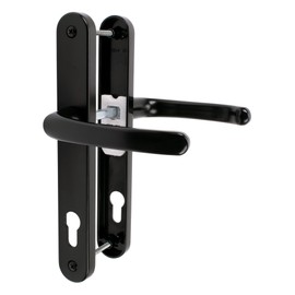 JCP PRO uPVC Door Handle Pair Set Sprung 92 PZ 92mm, Backplate 242mm x 34mm (210mm Screw Centres, Black)