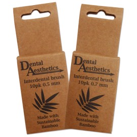 Bamboo Interdental Brushes 2 Packs ~ 10 Brushes Per Pack (Brown, 0.5 + 0.7)