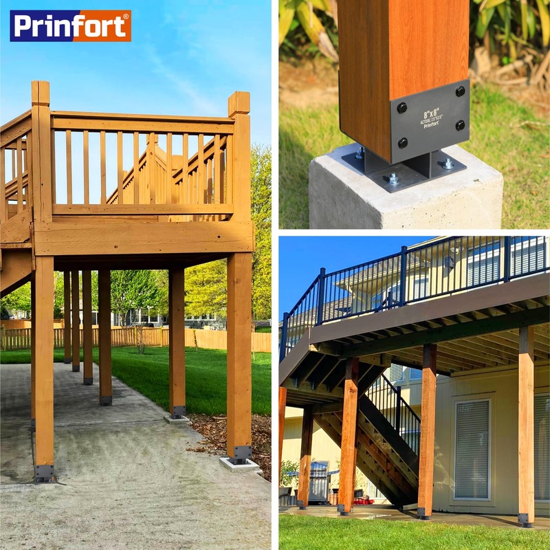 Stainless Steel 8"x8"(Actual 7.5"x7.5") Post Base Bracket Concrete, Dry Set