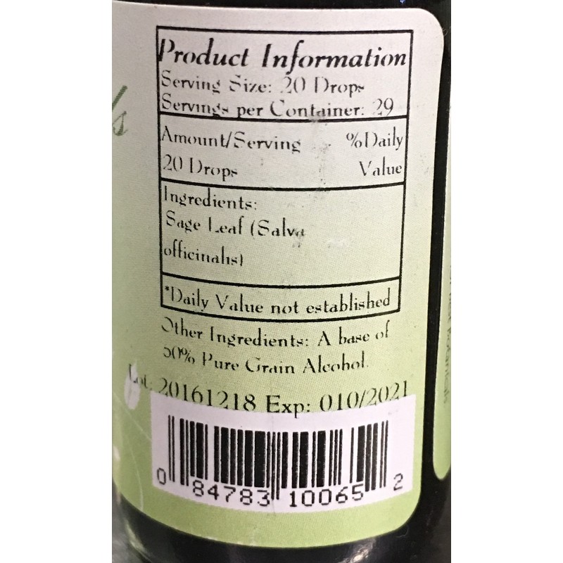 Best Botanicals Organic Sage Leaf Extract 1 oz.