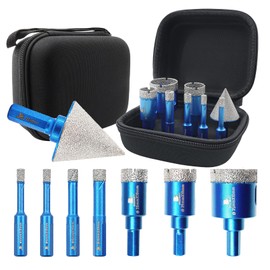 Tile Hole Saw Kit - BRSCHNITT Diamond Core Drill Bit Set 6/6/8/10/20/25/35mmDrill Bit &1 3/8"Diamond Chamfer Bit for Porcelain Tile Ceramic Marble Granite