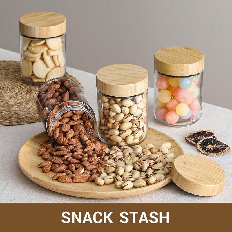 NETANY 4-pack 16oz Glass jars with Airtight Lids, Overnight Oats