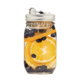 Jarware Stainless Steel 2-in-1 Drink and Fruit Infusion Lid, Regular-Mouth, Silver
