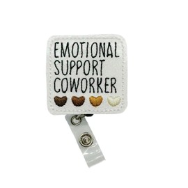 Emotional Support Coworker Badge Reel, Retractable Funny ID Holder, Work Friend Name Tag Clip (lanyard)