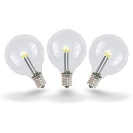 Novelty Lights 25 Pack G40 LED Outdoor String Light Patio Globe Replacement Bulbs, Warm White, 3 LED's Per Bulb, Energy Efficient