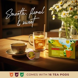 Gya Tea Co Pure Chamomile Herbal Tea Pod (16 ct) - Decaf Soothing Tea for Night Time's Rest of Calming & Relaxing
